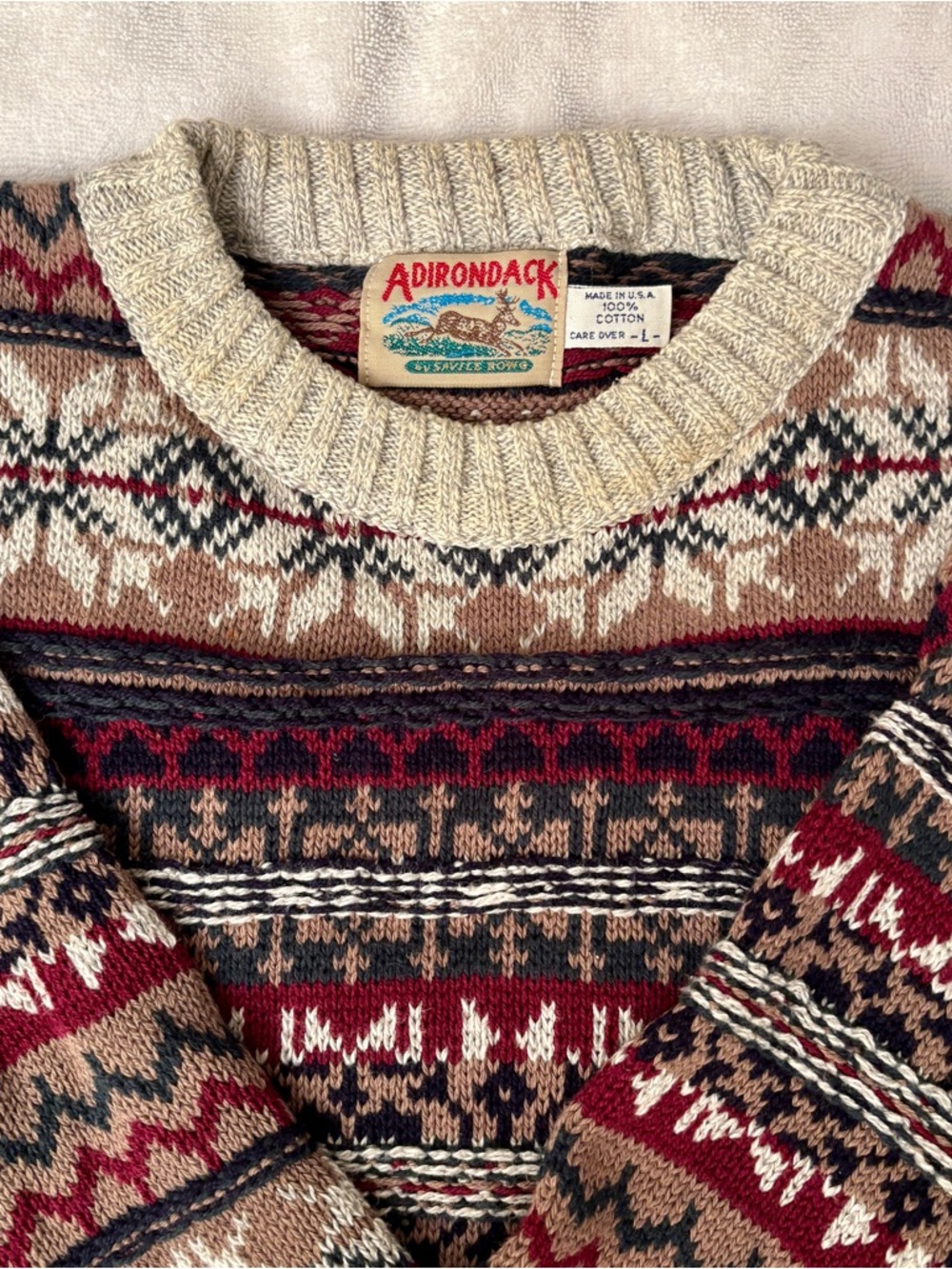 Adirondack 100% Cotton Sweater | Classic Outdoor Knit Pullover - Picture 2 of 3